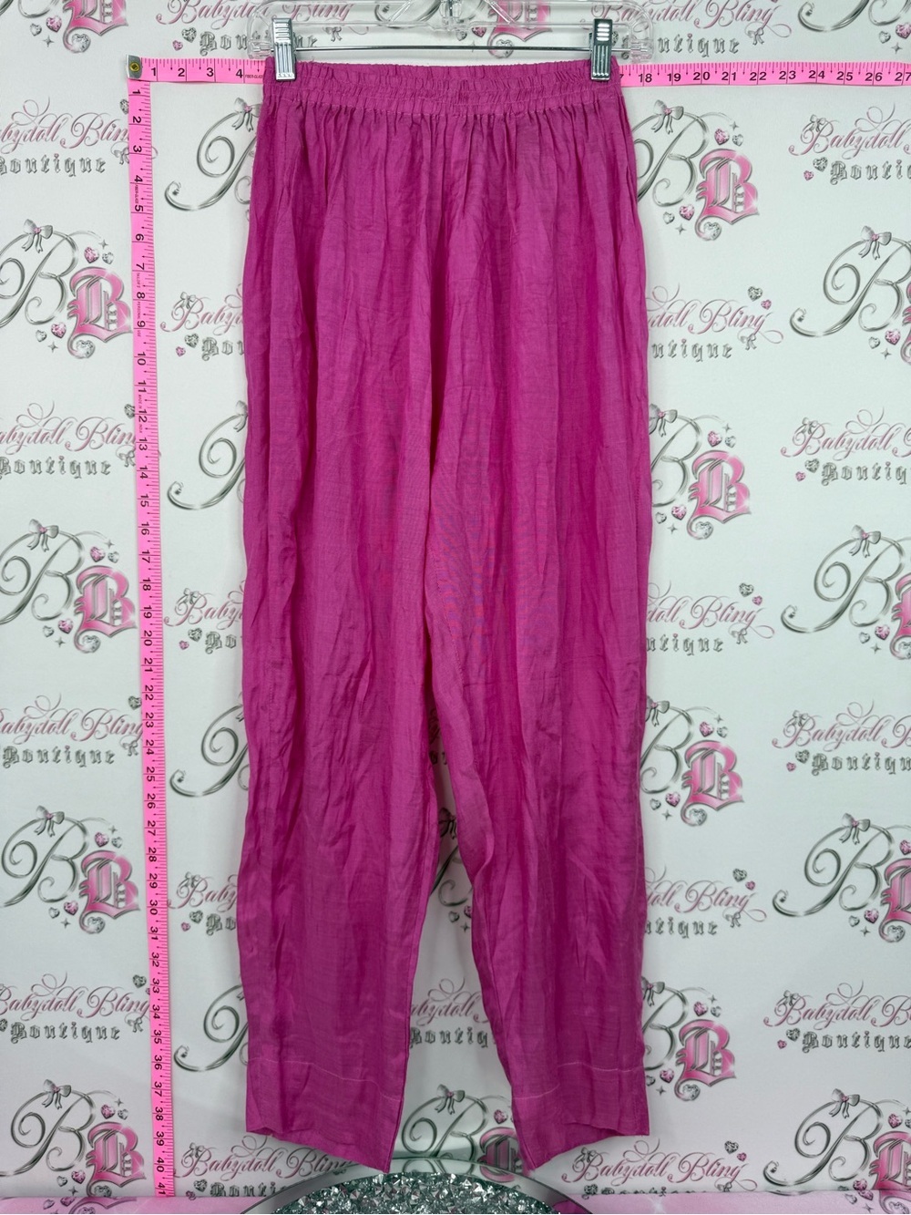 Pants vintage pink Bright Magenta Lightweight Elastic Waist Pants